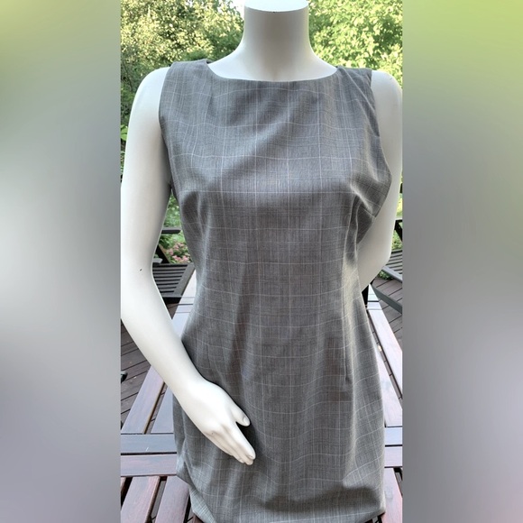45% wool blend Light gray plaid straight style dress just at knee Eu44 US 12 - Picture 6 of 16